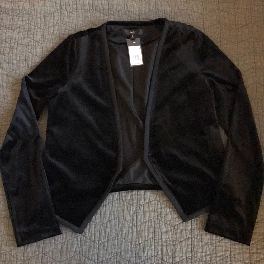 Faux Velvet Cropped Jacket